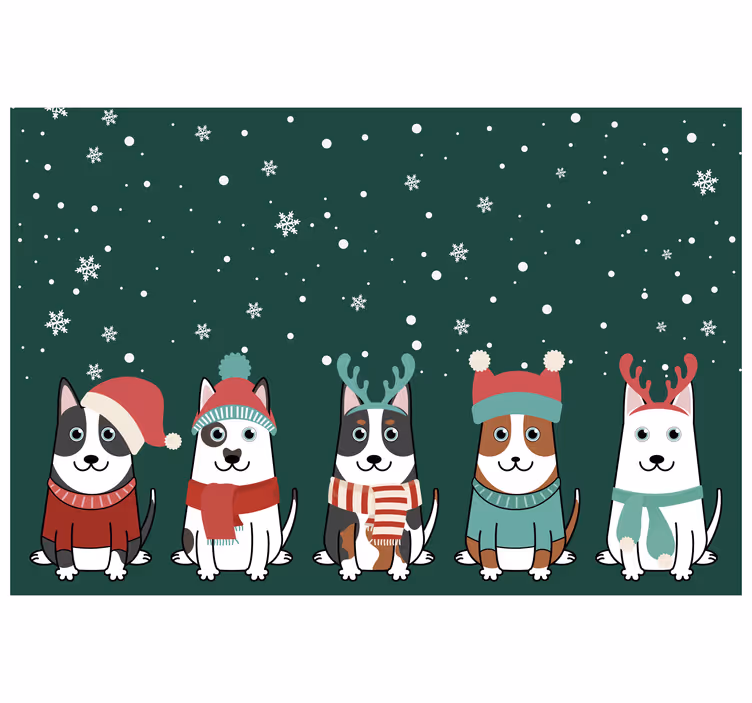 Kids roller blind christmas dogs design - TenStickers