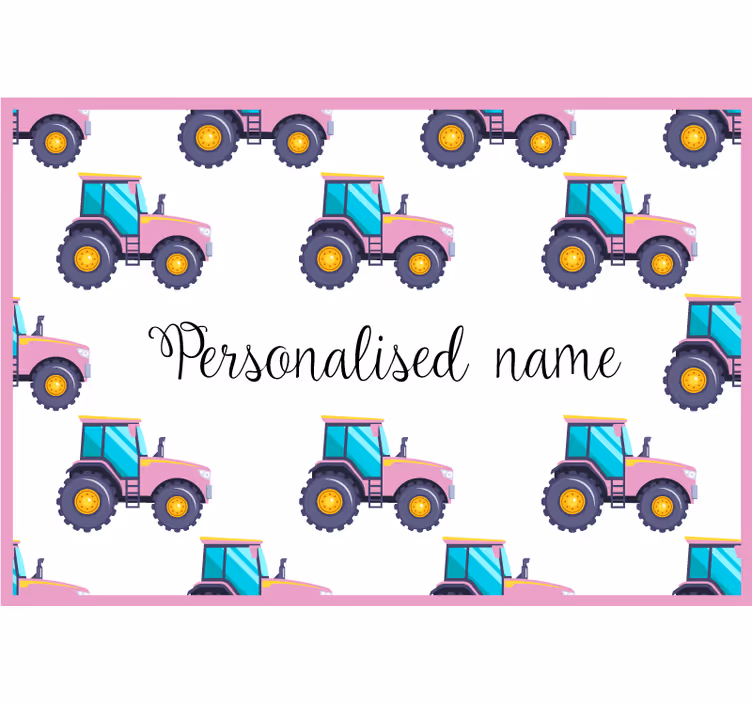 Kids roller blind pink personalised tractor - TenStickers