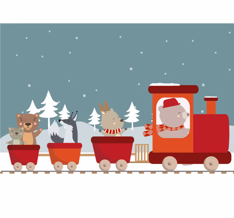 Kids roller blind with animals on train design - TenStickers