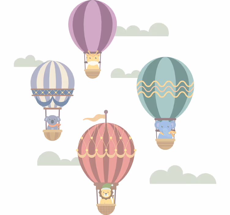 Kids roller blind with flying balloons and animals - TenStickers