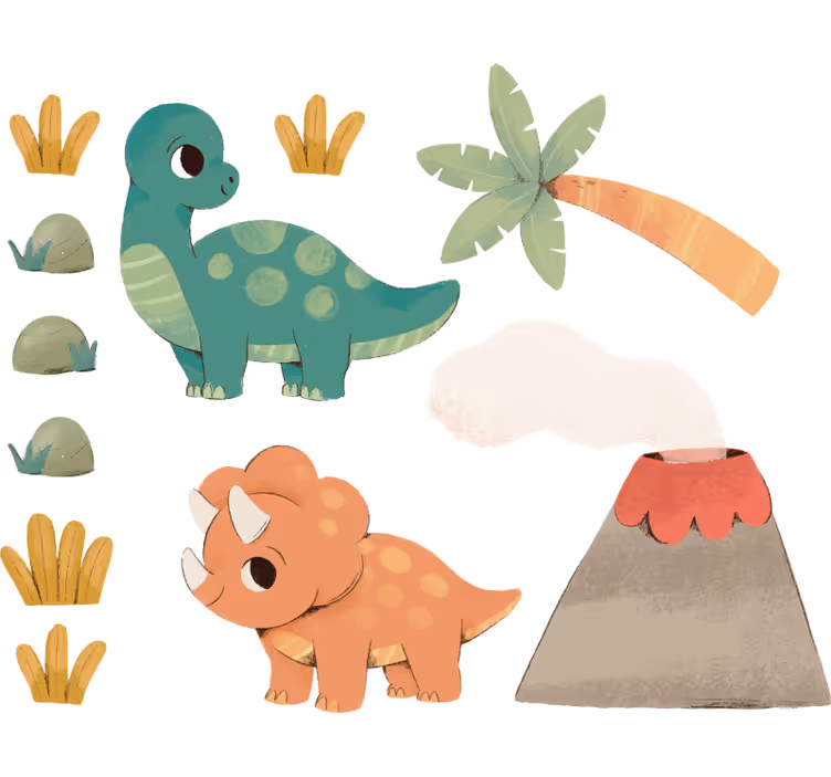Kids roller blind watercolor dinosaurs - TenStickers