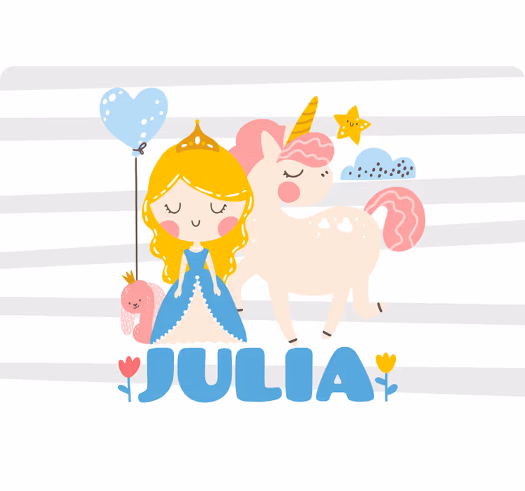 Kids roller blind cartoon princes and unicorns - TenStickers