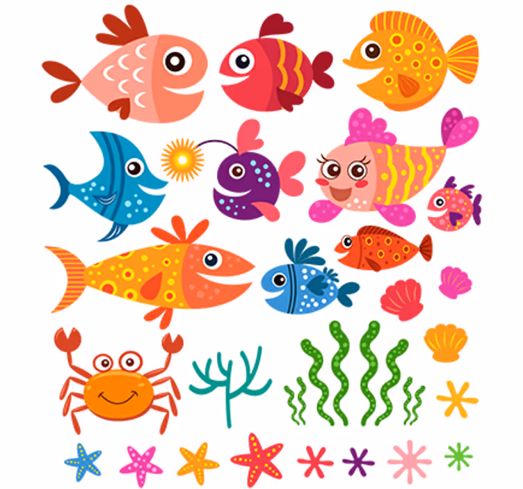 Kids roller blind colorful baby fish design - TenStickers