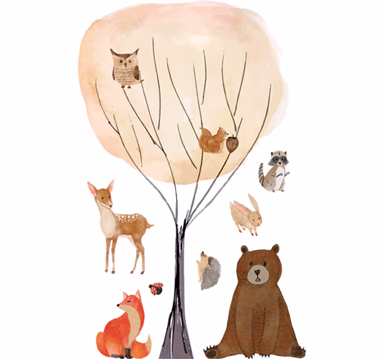 Kids roller blind forest animals and tree - TenStickers