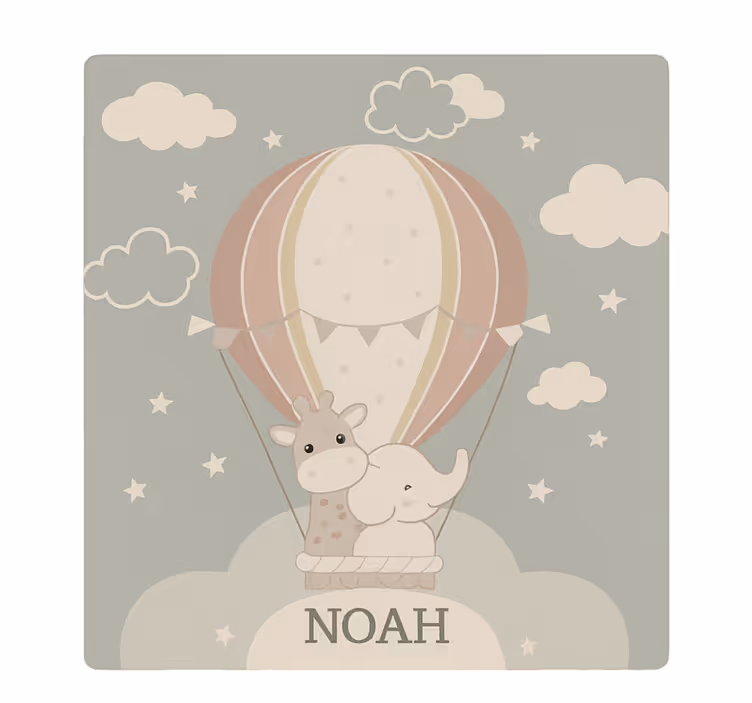 Kids roller blind pastel air balloon with name - TenStickers