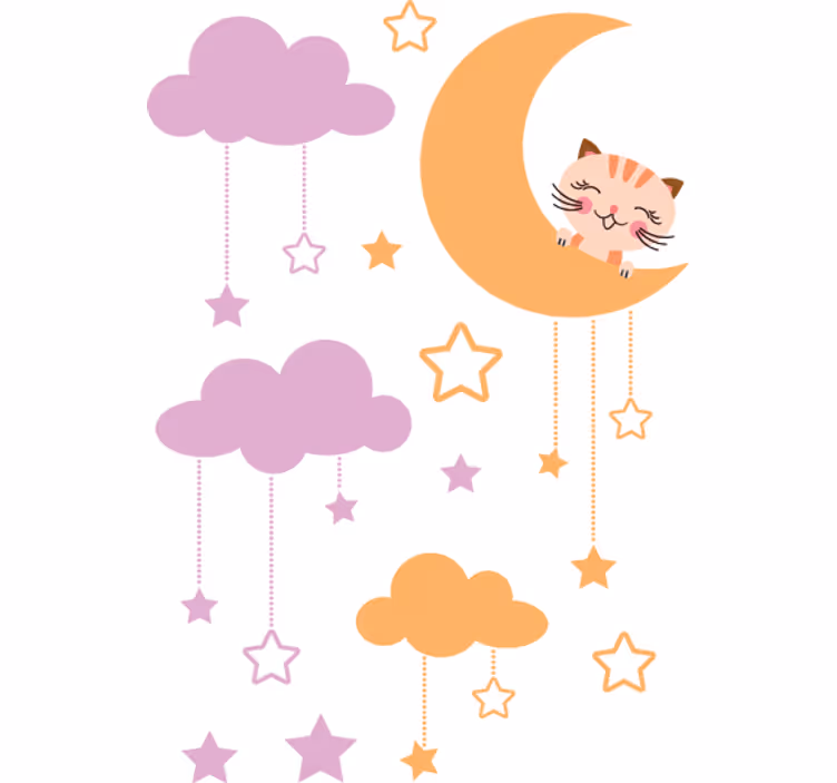 Kids roller blind moon cat sticker - TenStickers