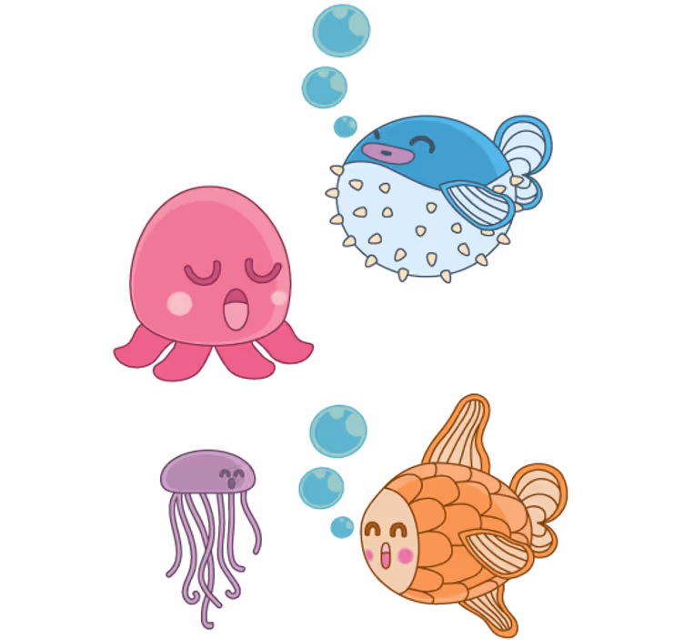 Kids roller blind fish illustration sticker - TenStickers
