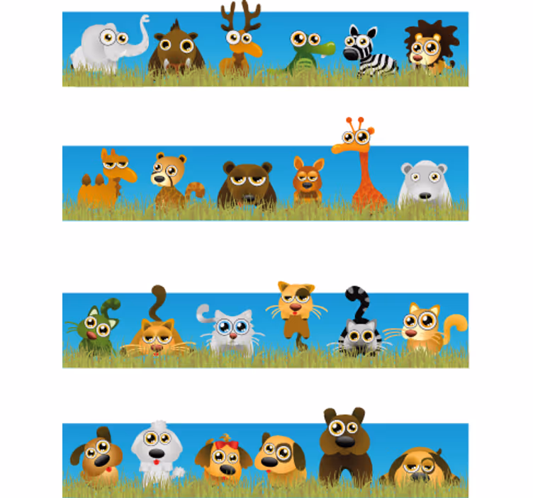 Kids roller blind stripes with animals design - TenStickers