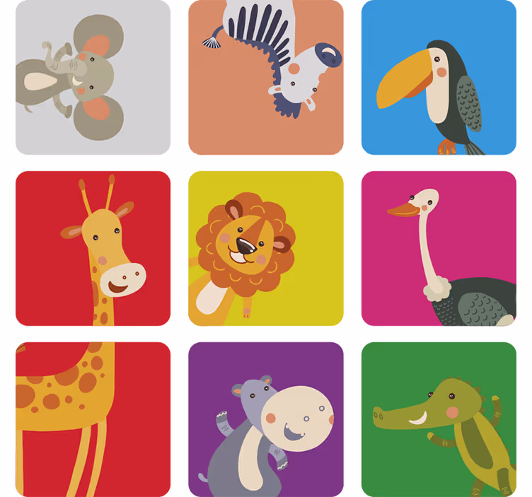 Kids roller blind colorful animal tiles - TenStickers