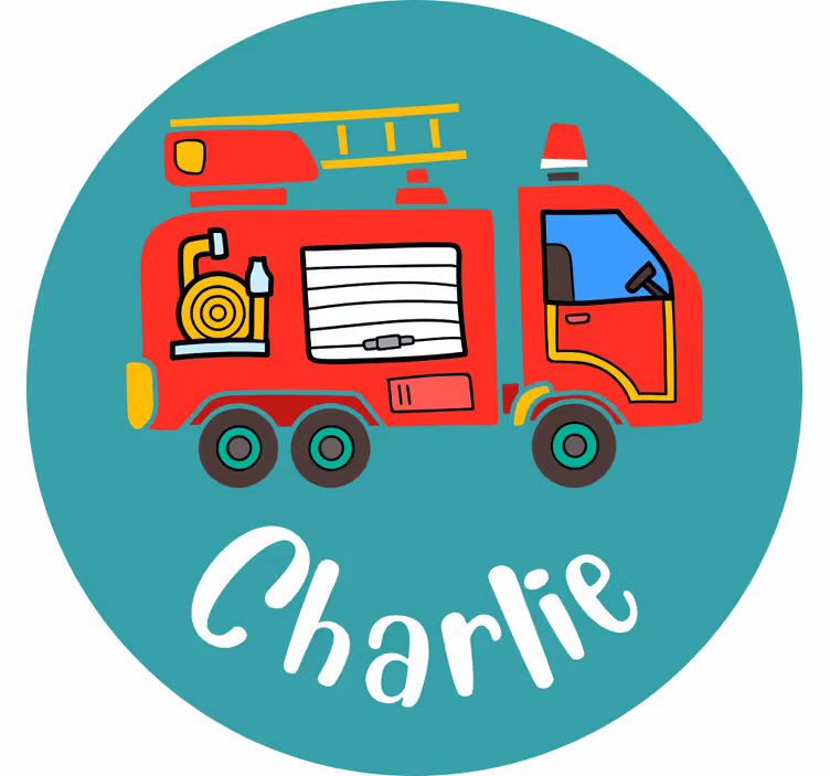 Kids roller blind personalised fire truck - TenStickers