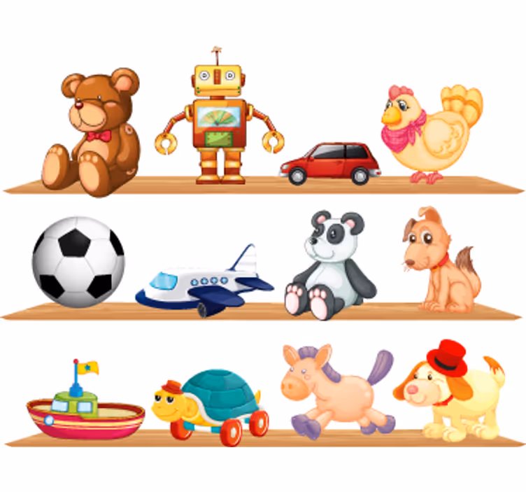 Kids roller blind with toy storage shelves - TenStickers