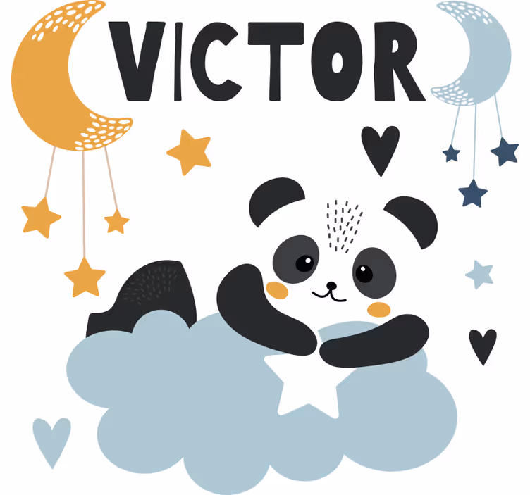 Kids roller blind stars bear on the moon with name - TenStickers