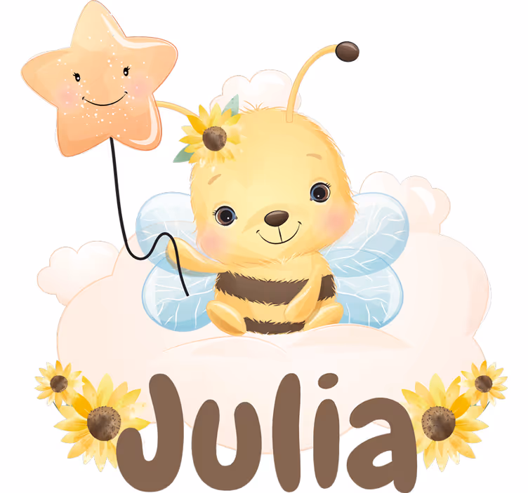 Kids roller blind cute bee animals with name - TenStickers