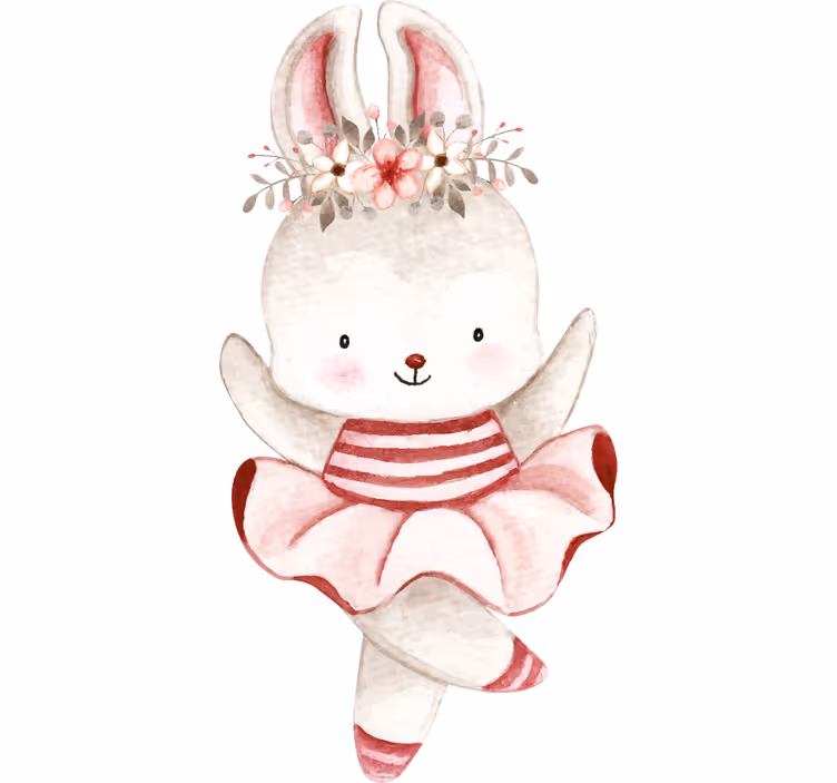 Kids roller blind rabbit ballerina in roses - TenStickers