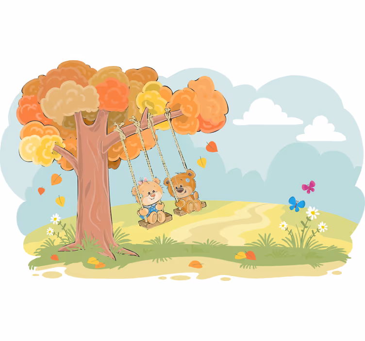 Kids roller blind featuring woodland teddy bears - TenStickers