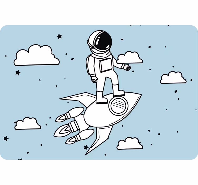 Kids roller blind rocket astronaut and stars - TenStickers