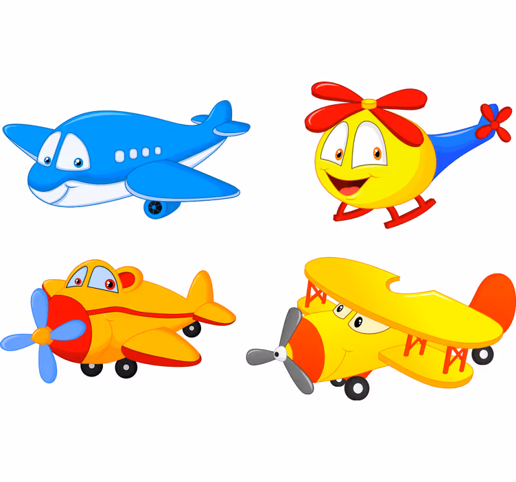 Kids roller blind with faces of planes and helicopters - TenStickers