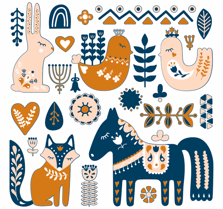 Kids roller blind forest animals scandinavian style - TenStickers