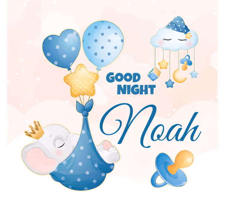 Kids roller blind cute elephant for boy with name - TenStickers