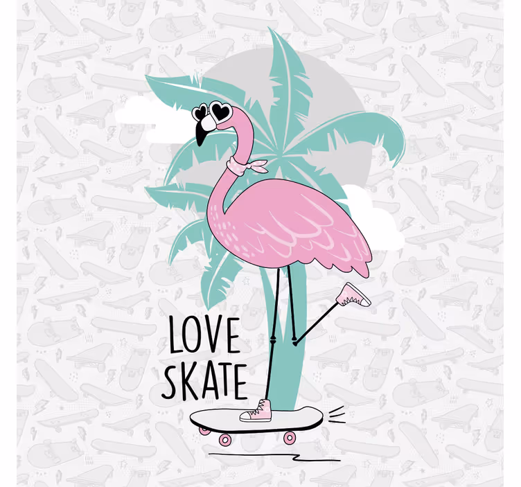 Kids roller blind hand drawn flamingo skating - TenStickers