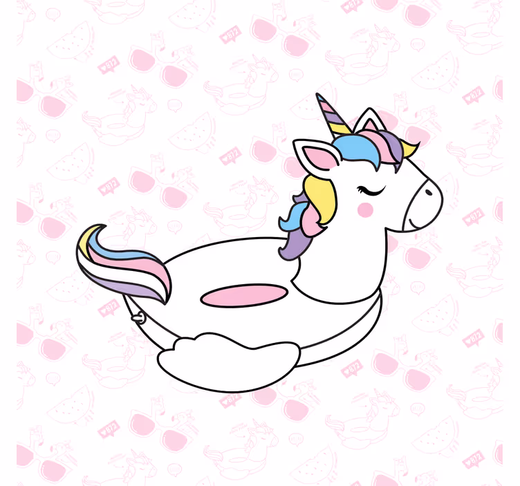 Kids roller blind with hand-drawn unicorns and flamingos - TenStickers
