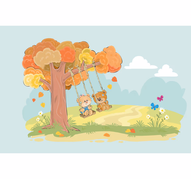 Kids roller blind teddy bears in the woods - TenStickers