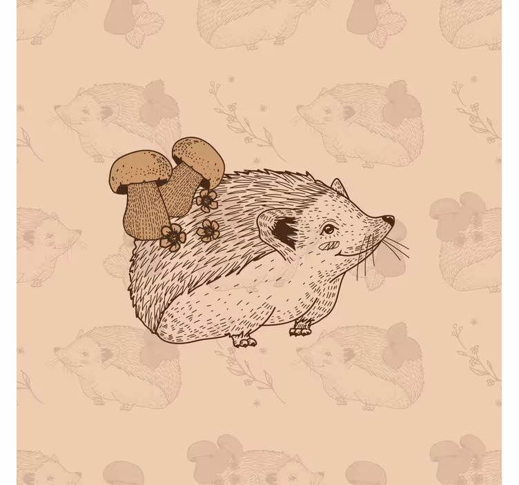 Kids roller blind cute baby hedgehog and mushrooms - TenStickers