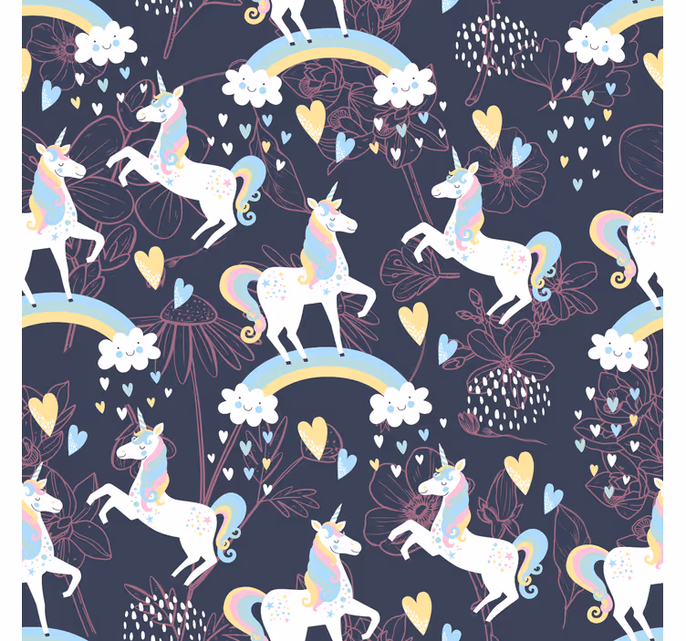 Kids roller blind with pink unicorns floral design - TenStickers