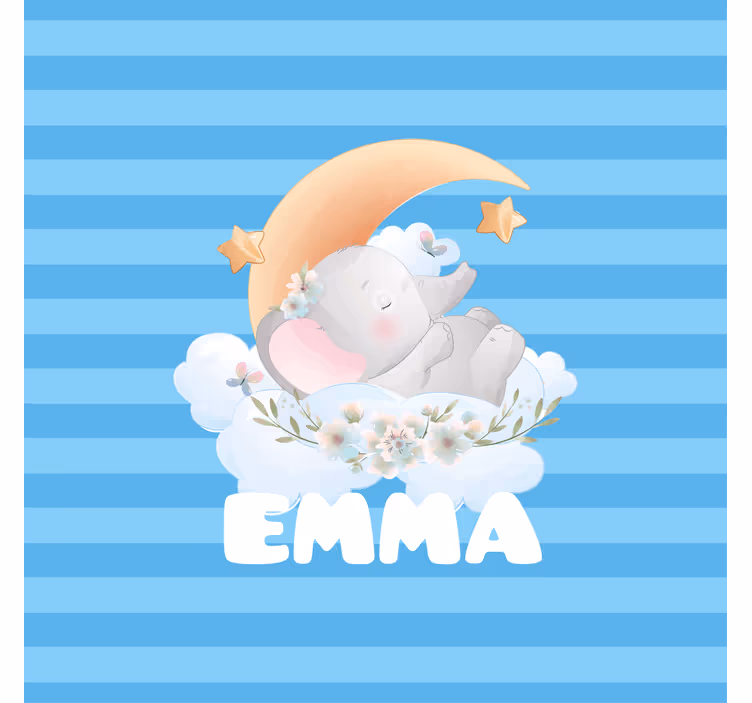 Kids roller blind cute elephant animal with name - TenStickers