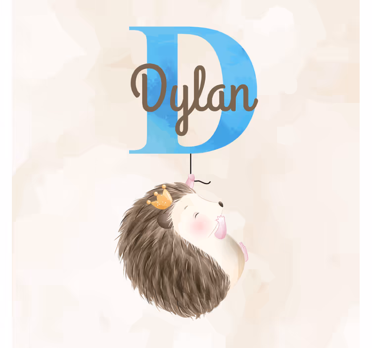 Kids roller blind cute hedgehog with name - TenStickers