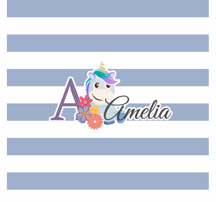 Kids roller blind cute unicorn animals with name - TenStickers