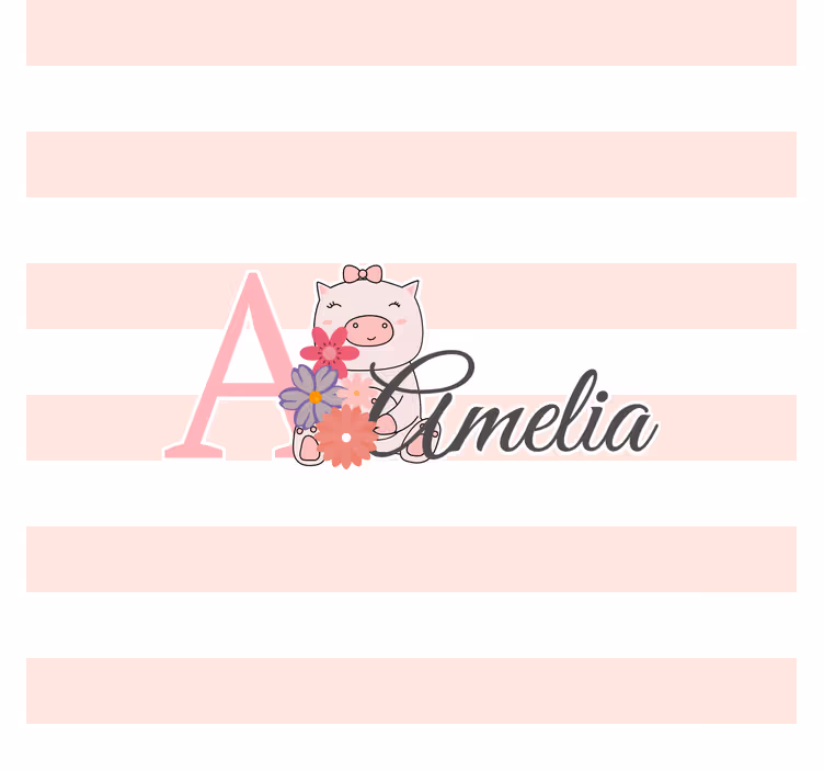 Kids roller blind cute animal piggy with name - TenStickers
