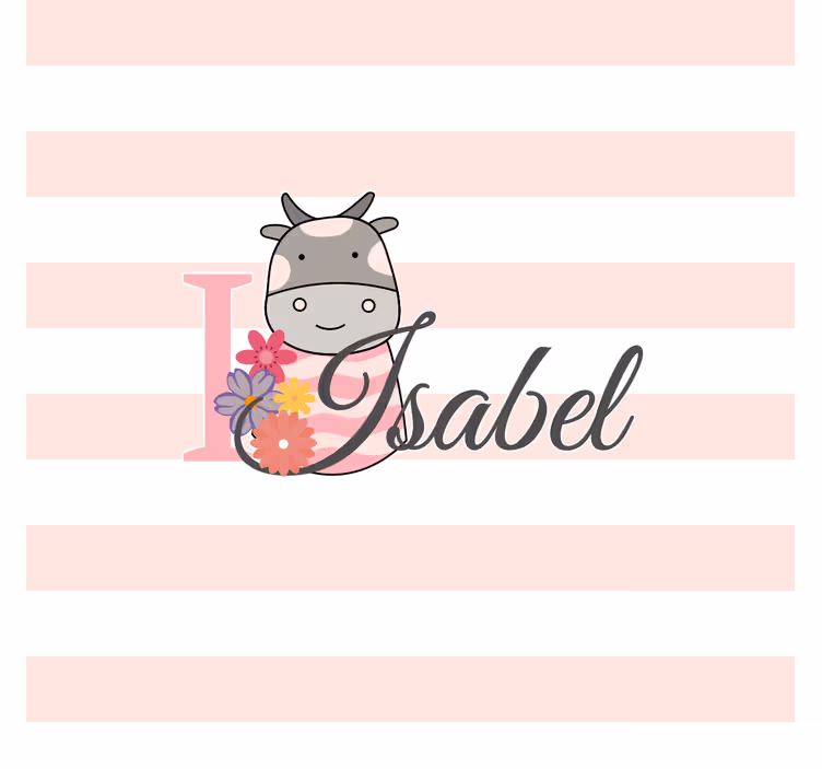 Kids roller blind cute cow animal with name - TenStickers