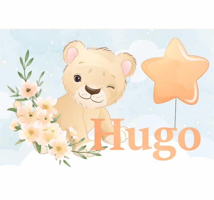 Kids roller blind cute lion for boy with name - TenStickers
