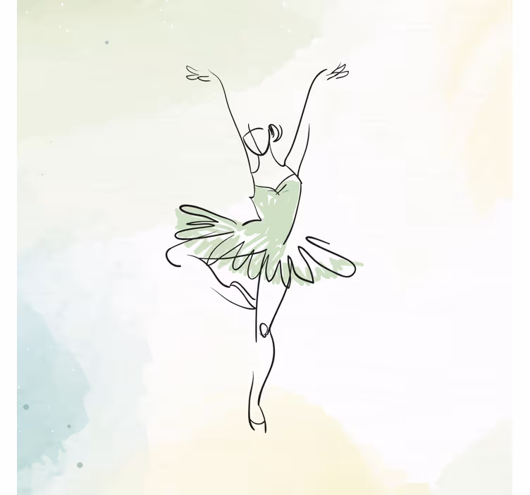 Kids roller blind ballerina pose line art - TenStickers