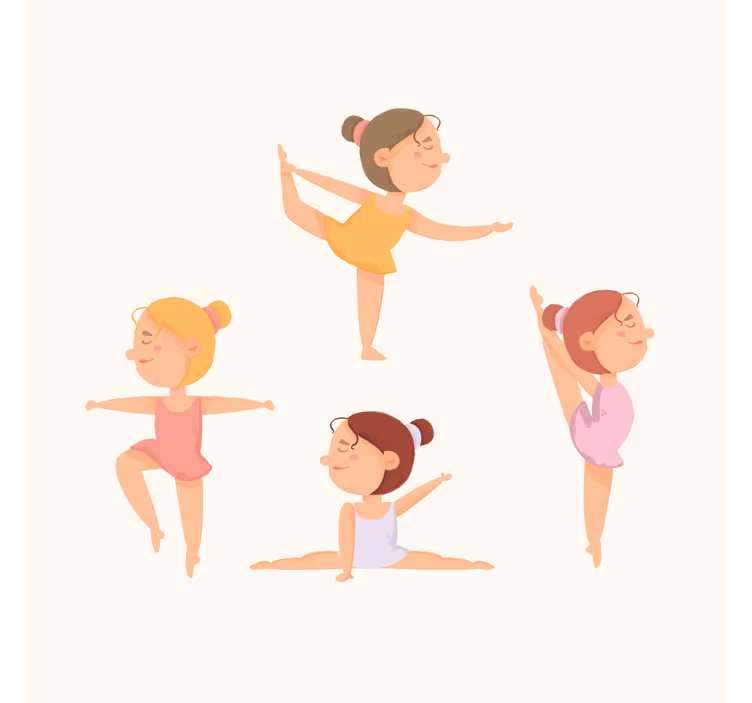 Kids roller blind set of ballerinas stretching - TenStickers