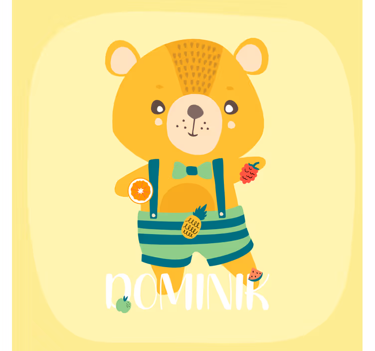 Kids roller blind teddy bear with custom name - TenStickers