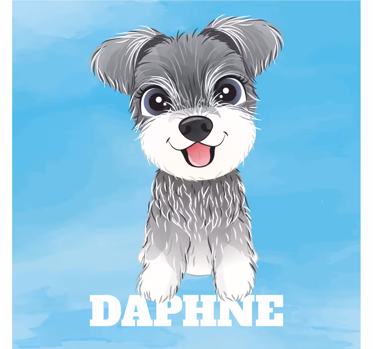 Kids roller blind with schnauzer illustration name - TenStickers