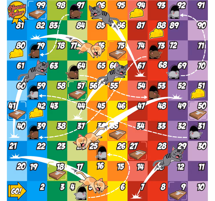 Kids roller blind cat and mouse board game - TenStickers