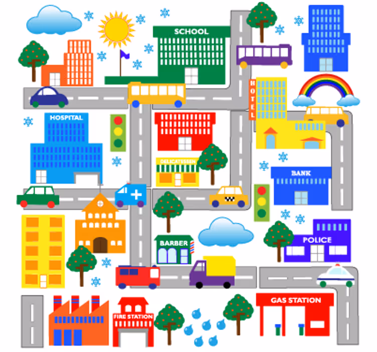 Kids roller blind cityscape vinyl - TenStickers
