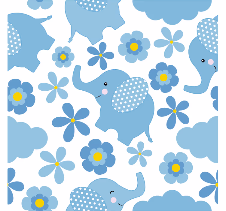 Kids roller blind blue baby elephants - TenStickers