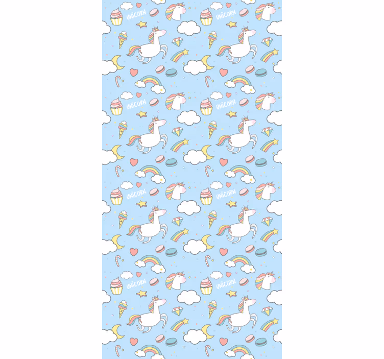 Kids roller blind with cute unicorns and rainbows - TenStickers