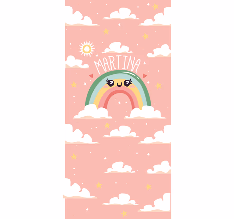 Kids roller blind nice rainbow with clouds with name - TenStickers