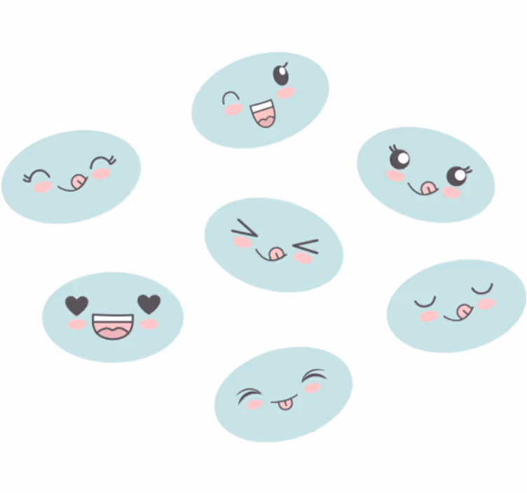 Kids roller blind with adorable anime faces - TenStickers