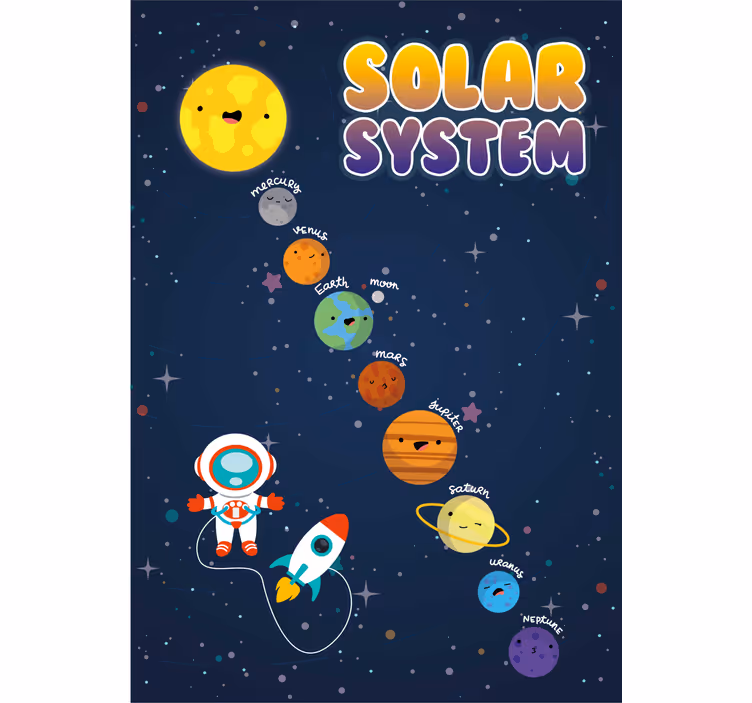 Kids roller blind solar system design - TenStickers