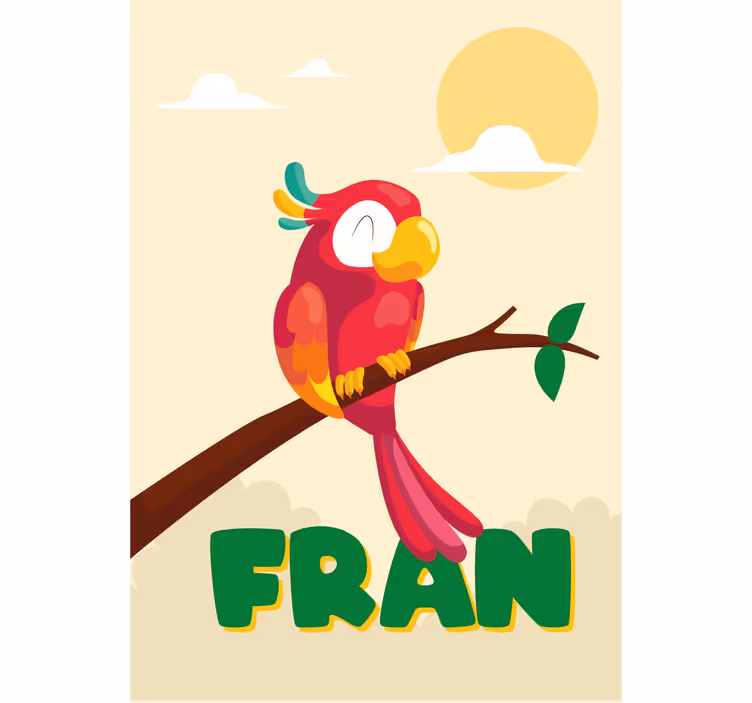 Kids roller blind red parrot with name - TenStickers
