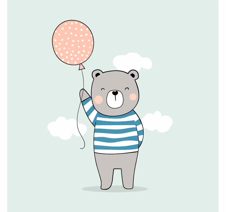 Kids roller blind baby bear with balloon - TenStickers