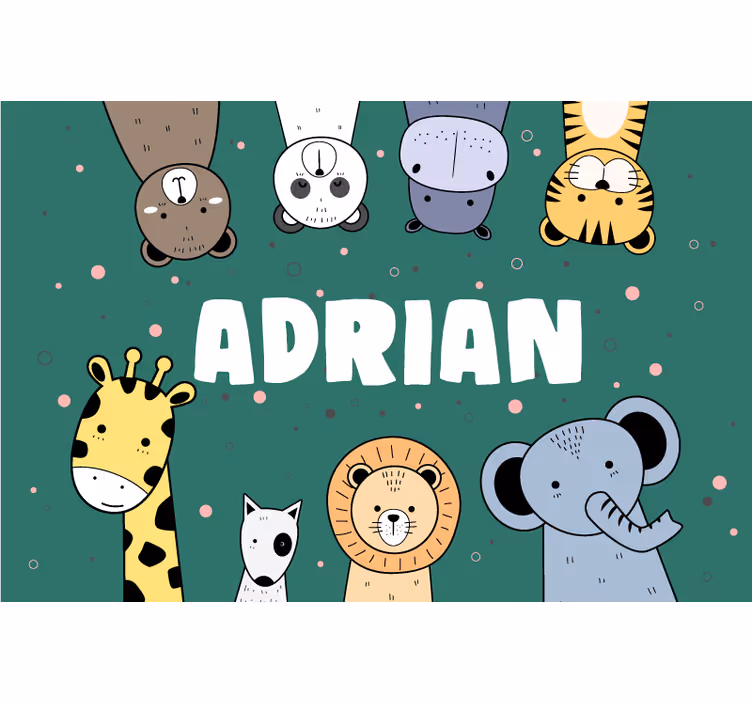 Kids roller blind cute animal cartoon banner with name - TenStickers