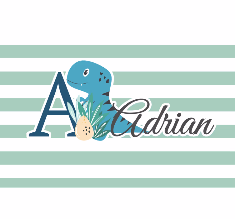 Kids roller blind cute dino animals with name - TenStickers