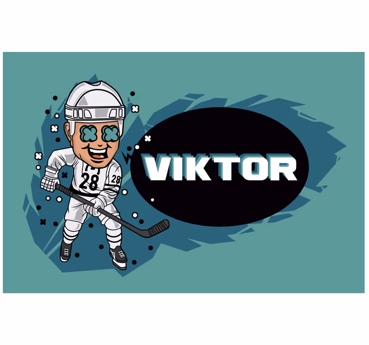 Kids roller blind funny hockey player personalized - TenStickers